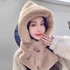 Plush Hooded Scarf For Women With Windproof Neck Cover And Soft Polyester Material