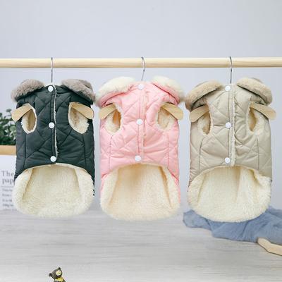 Winter Thicken Pet Jacket Clothes Super Warm Small Dogs Clothing With Fur Collar Cotton Pet Outfits French Bulldog Coat Vest
