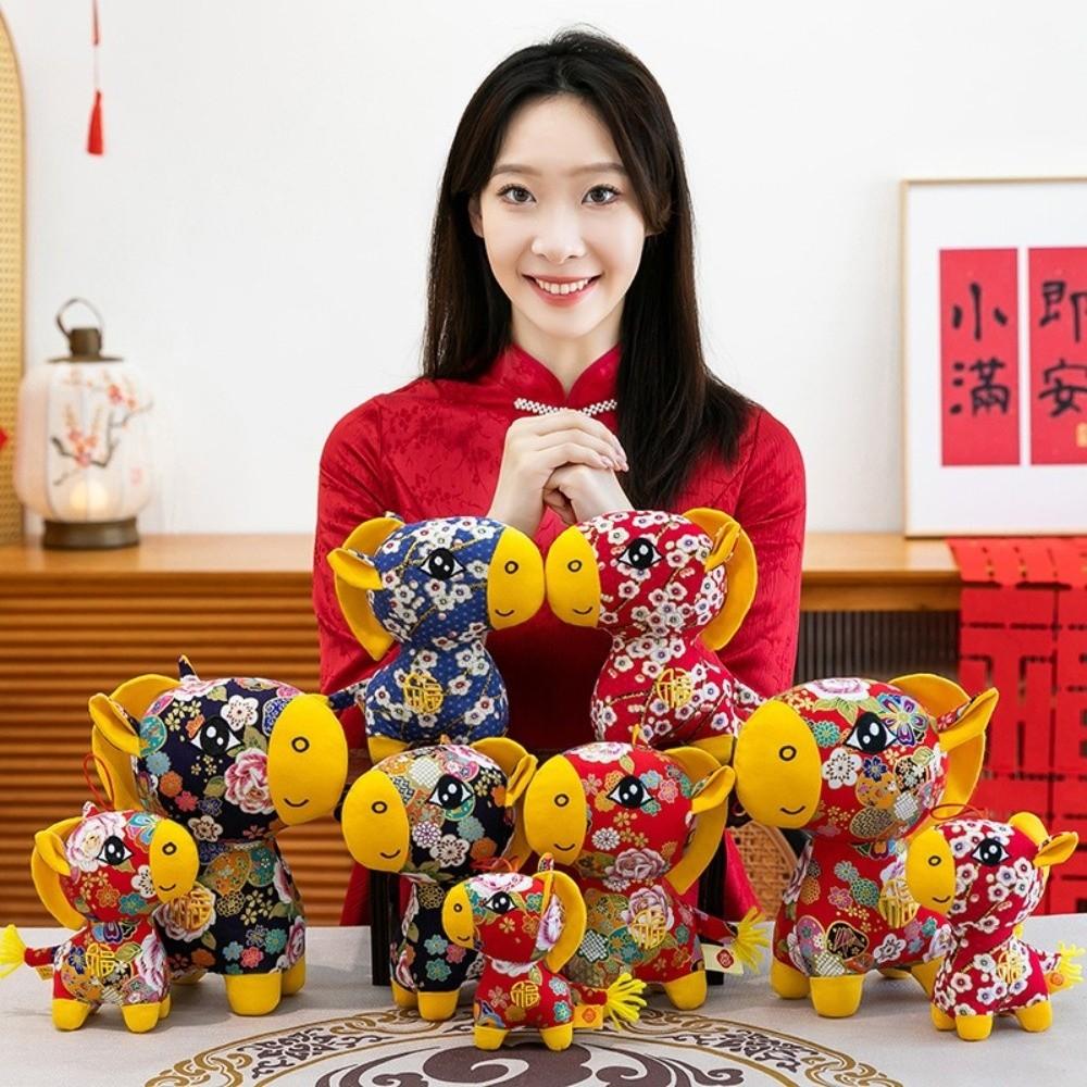 PP Cotton Plush Horse Stuffed Animal Toy Soft Chinese Horse Plush Doll  Festive Decor