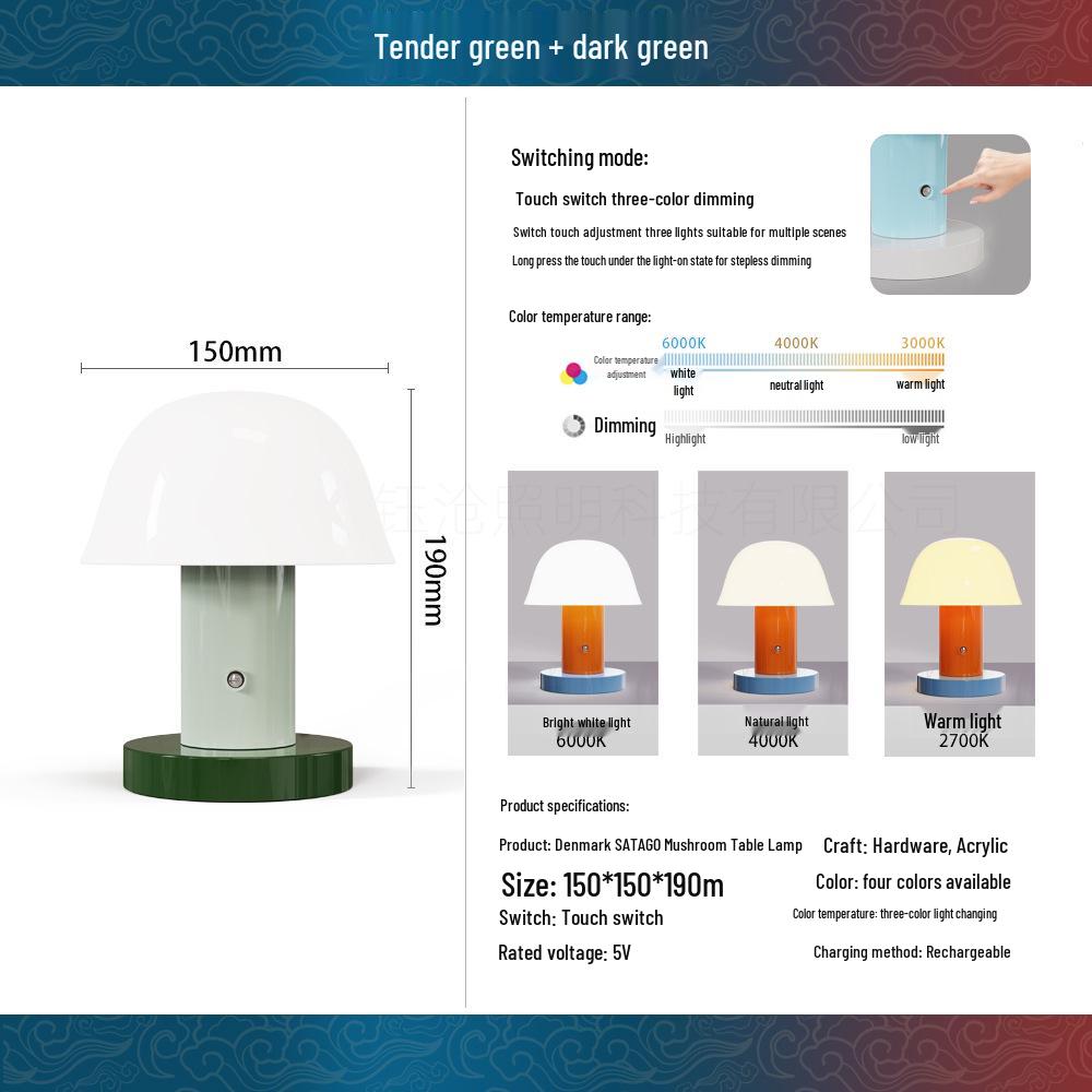 Denmark Setago Table Lamp: Touch-Dimming Portable Bedside Light, Nordic Retro Style