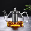 Teiera in vetro borosilicato ad alta resistenza per fornelli elettrici e a induzione, set da tè con bollitore resistente al calore.
