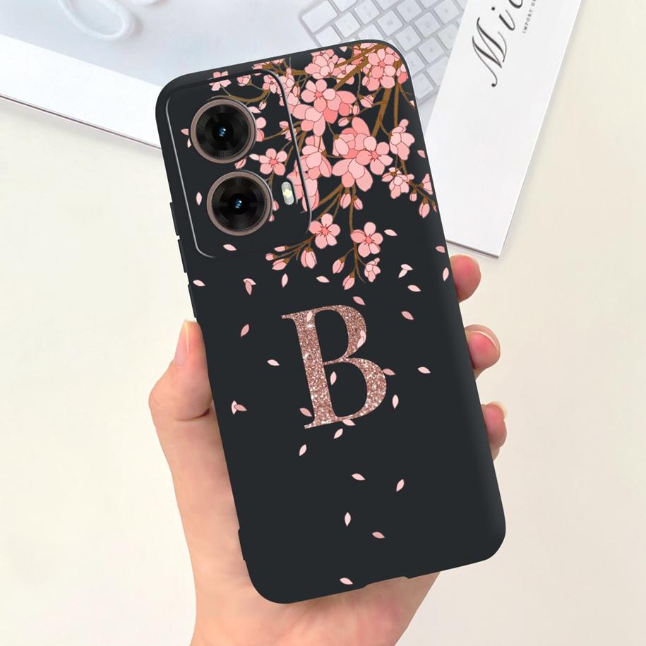 For Motorola Moto G85 Case 2024 New Luxury Initial Letters Soft Silicone Protective Cover For Moto G85 5G G 85 Shockproof Bumper