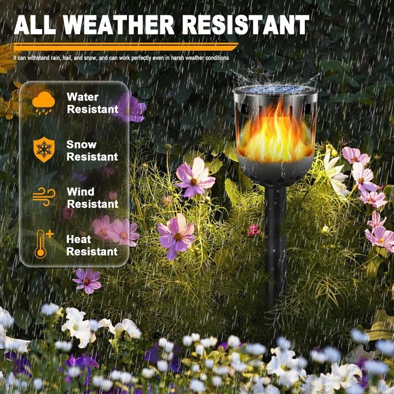 Solar Tiki Torches Flickering Flame Waterproof Outdoor Solar Lights Auto On/Off Decorative Lighting for Garden Yard Patio Pathway