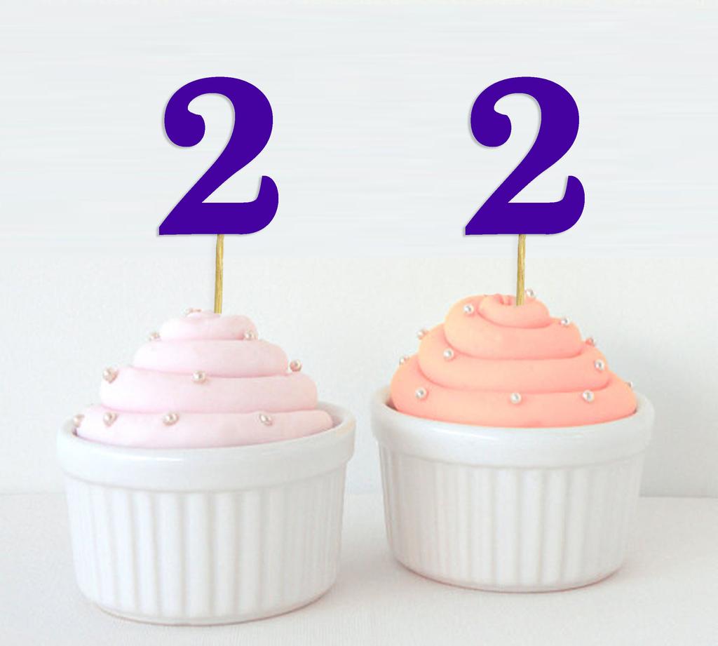 Darling Souvenir Number 2 Birthday Cupcake Toppers Birthday  Anniversary Party Dessert Decorations - Pack Of