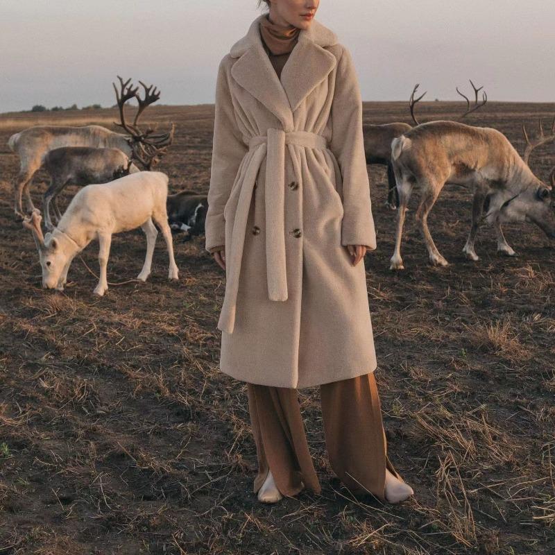 Neue Nerz-Samt-Pelzjacke Damen verlängert Kaninchenimitat Fellgürtel Anzug Imitatfell leichter Luxus