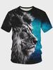 Fierce Lion 3D Printed Men's T-shirt with Printed Pattern for Sports and Fitness, Summer Casual Streetwear, Loose Adult Top
