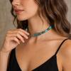 Collana Metallizzata Turchese con Perline e Design Geometrico per Uomo e Donna