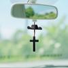 Zpana Cowboy Hat Car Hanging Charm with Cross, Felt Miniature Western Country Vehicle Rear View Mirror Pendant, Cute Mirror Decor Ornament, Universal