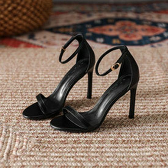 2024 Summer Black Stiletto Heels - One-Strap Sexy Niche Fairy Style Sandals