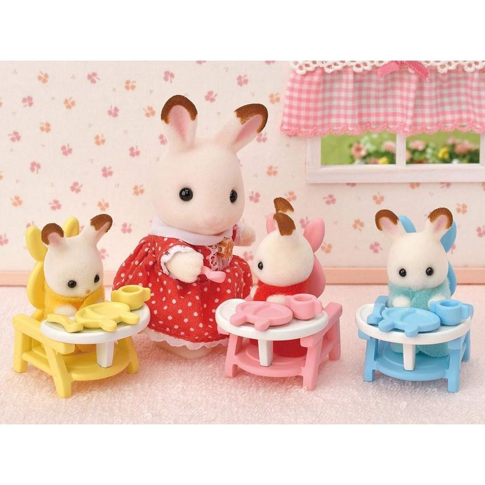 EPOCH Sylvanian Families Chocolate Rabbit Triplet Care Set ST Mark Certified Toy for Ages 3+
