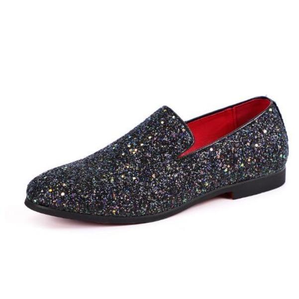 Męskie buty płaskie Brytyjska moda Szpiczaste buty Cekiny Osobowość Buty męskie Duży rozmiar Mokasyny M231