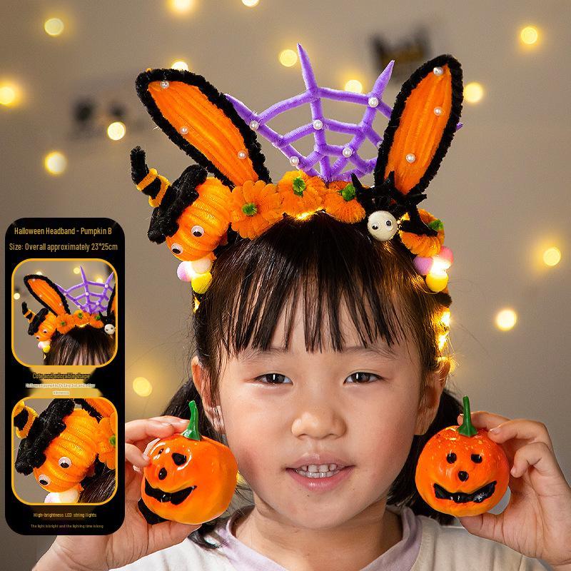 

Набір для виготовлення світлодіодного обруча з гарбузом для дітей - реквізит для костюма на Хелловінську вечірку