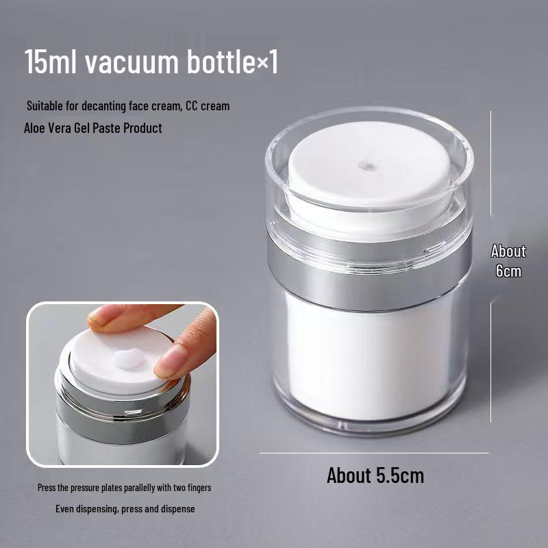 

15 мл/50 мл Белая серебристая акриловая вакуумная бутылка с помпой для крема и лосьона