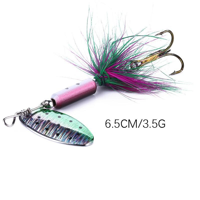 Metal Spinner Fishing Lure With Feather Sequins 3.5g Bass Pike Trout Freshwater Saltwater