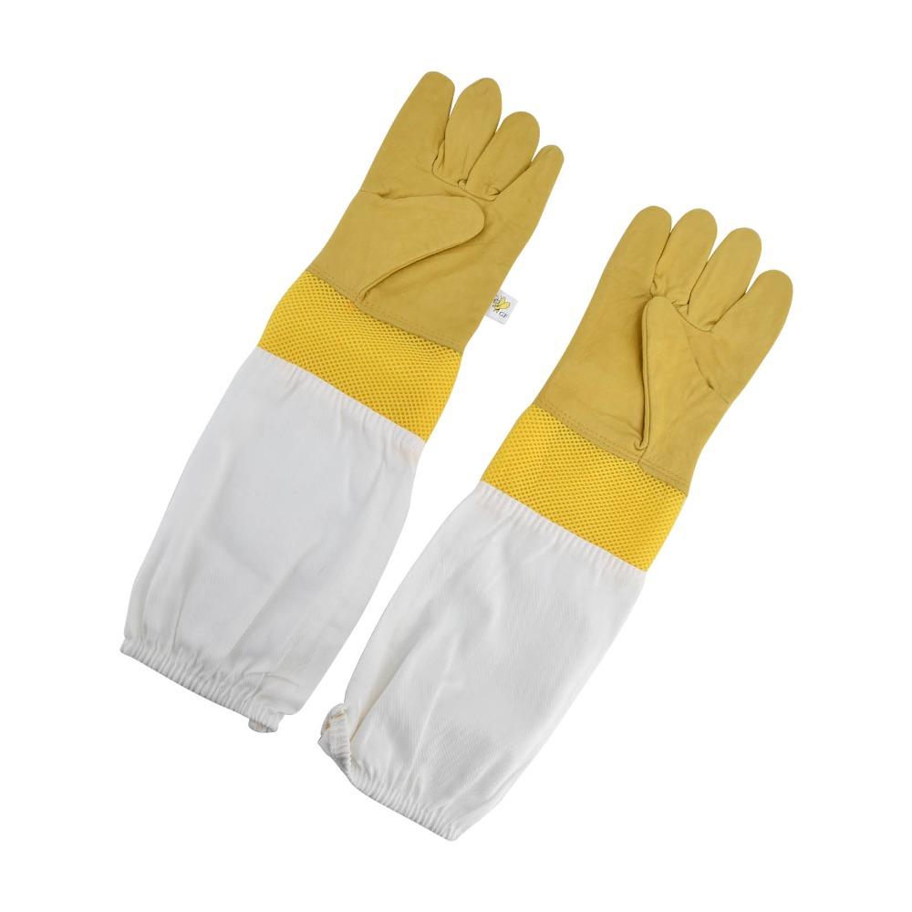 1 pair Extended Sleeves Bee Protective Gloves Faux Sheepskin Beekeepers Gloves  Beekeeper