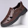 Fashion New Designer Hallow Big Size Leather Shoes for Men Summer Fashion Casual Sandals Male Solid Color Breathable Loafers Man