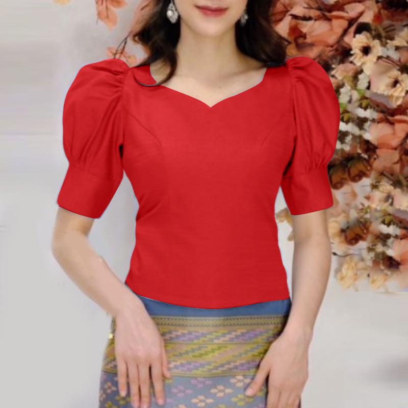 ZANZEA Women Summer V-Neck Elegant Casual Half Sleeve Blouse