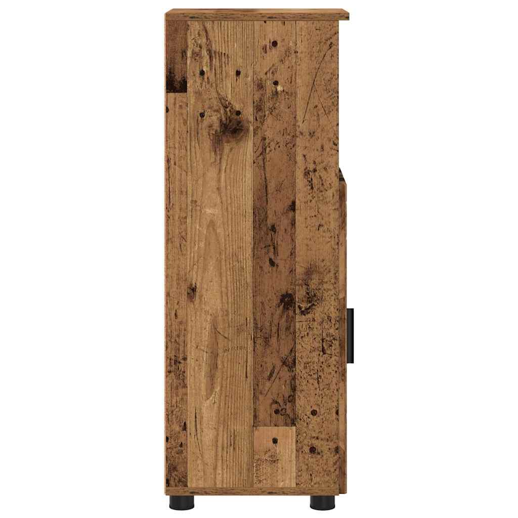 Bathroom Cabinet with Storage and Door Rustic Wood Finish 30 X 35 X 95 Cm