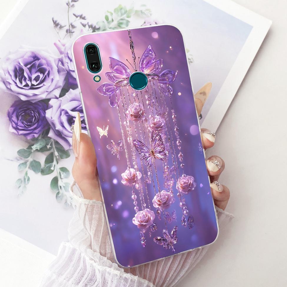 For Huawei Y9 2019 Case Cover Transparent Cute Cat Fashion Butterfly Funny Painted Casing For Huawei JKM-LX1 JKM-LX2 JKM-LX3