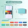 12/24 Colors Portable Travel Watercolor Palette With Waterbox Mini Paint Box Sketchbook Water Brush Student Outing Art Supplies