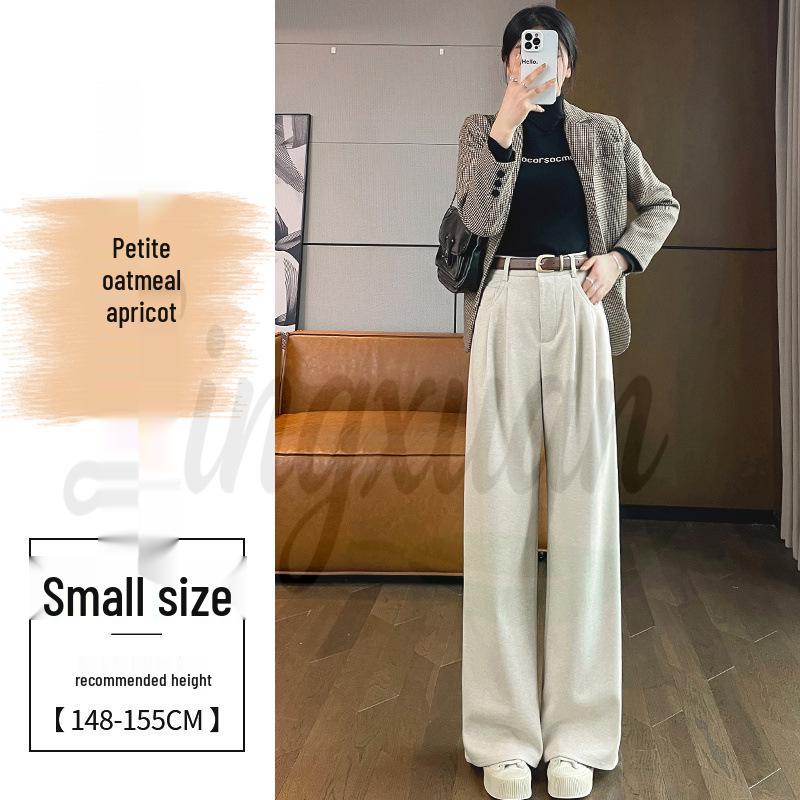 2026 Autumn/Winter Velvet High-Waisted Woolen Wide-Leg Floor-Length Pants for Women