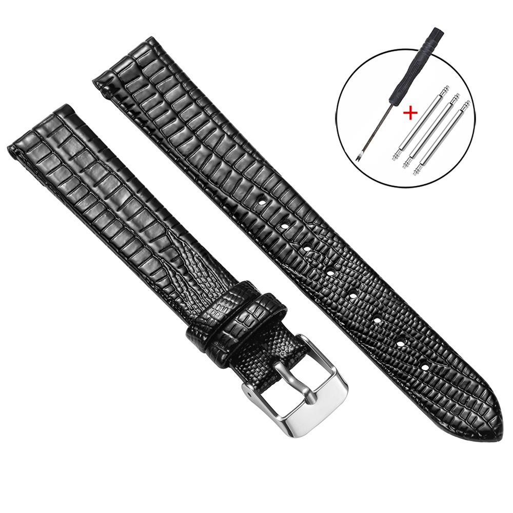 Silm Leather Watch Strap Universal 8/10/12/14/16mm Straps Soft Glossy Leather Bands Women Ultra-thin Wrist Belt with Pin Buckle