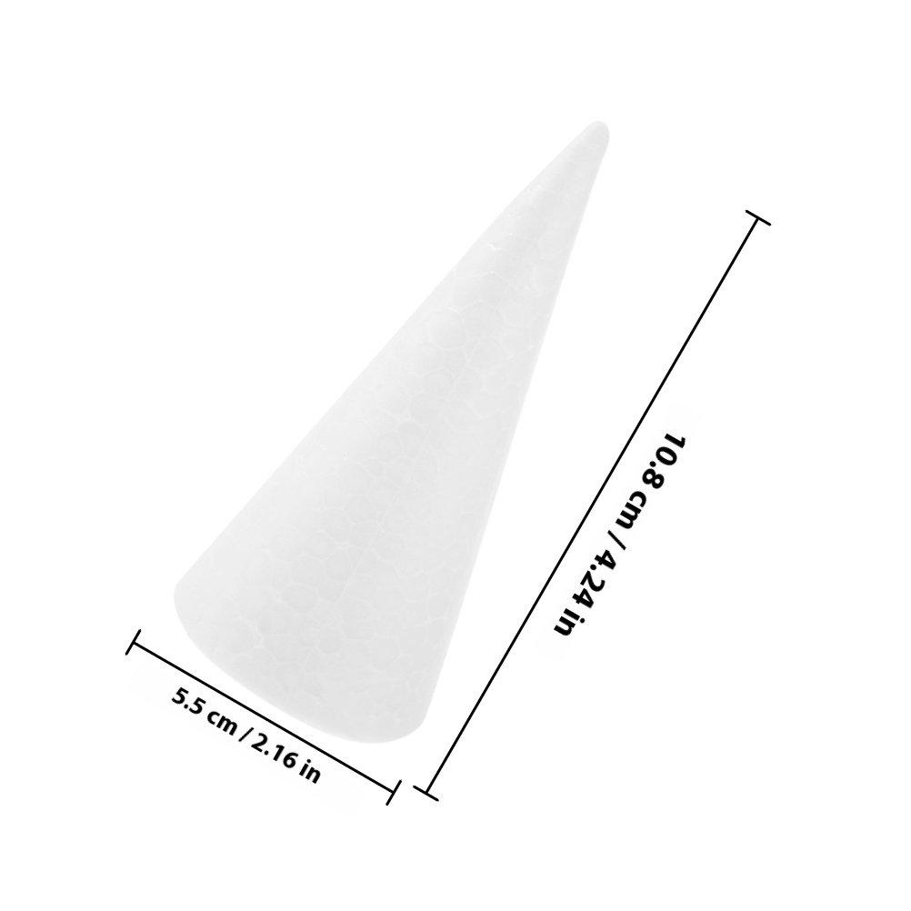 20Pcs White Polystyrene Craft Foam Cones Decorative Foam Cones for DIY Xmas Tree Holiday Party Floral Table Centerpiece