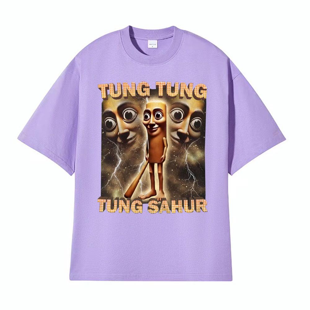 Tung Tung Tung Sahur Funny Baseball Bat Meme Tshirts for Men Vintage 90s Humor T Shirts Unisex High Quality Tshirt Streetwear
