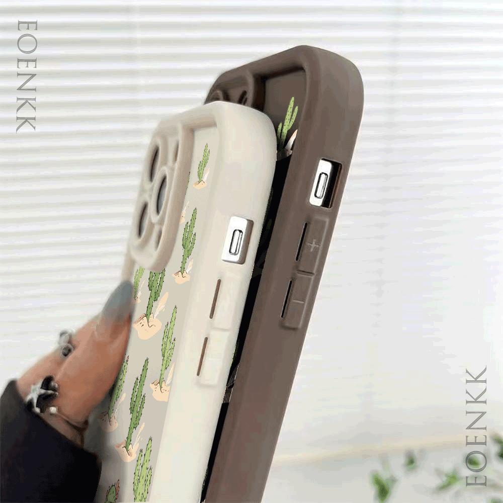 New Pattern Green Cactus Phone Case For iPhone 16 15 14 13 12 11 Pro Max Plus/Mini Shockproof Scratch proof Soft Protect Cover