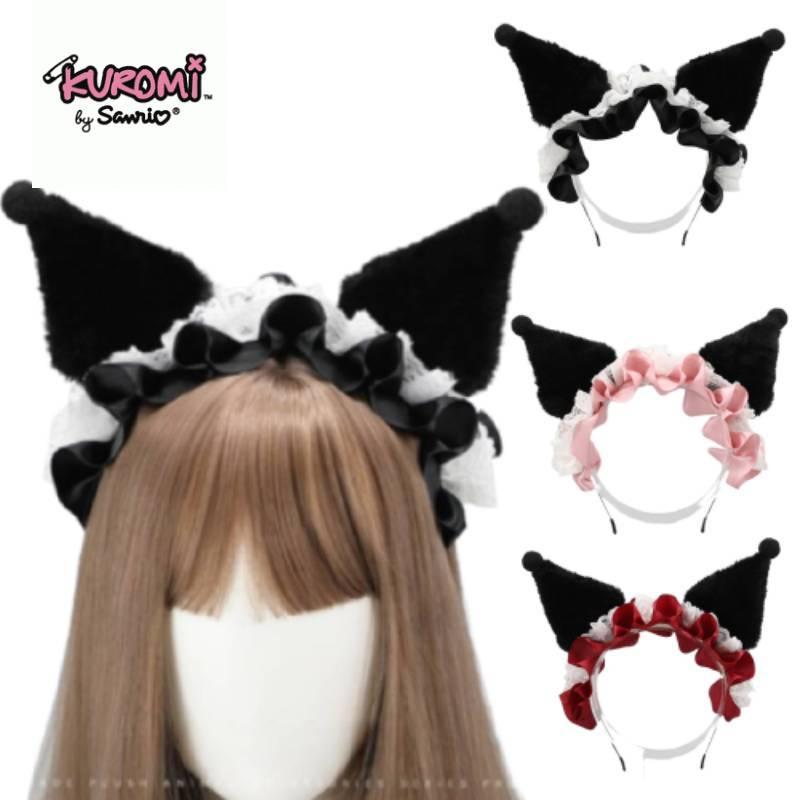 Kuromi Plush Headband Lolita Lace Hair Accessory Adorned Girl Headdress