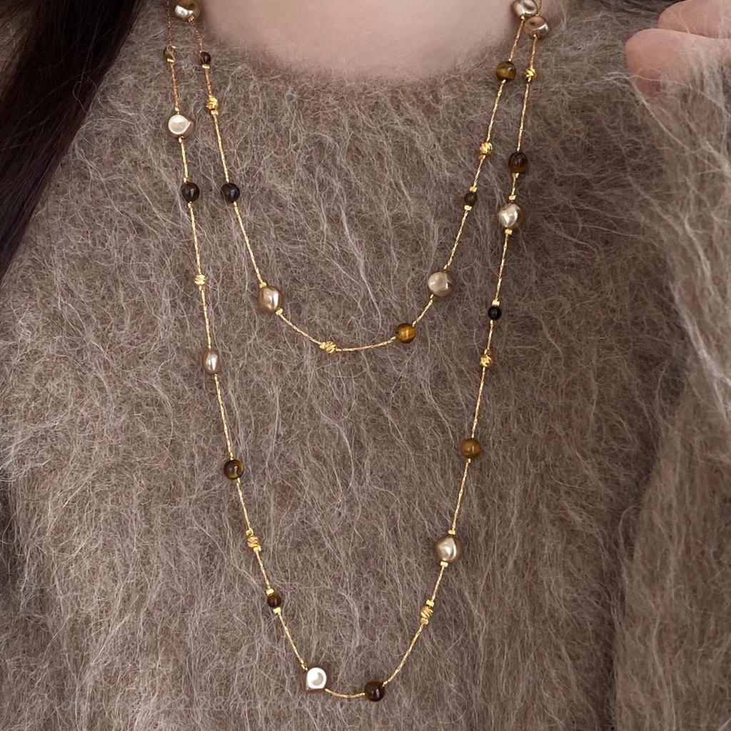 2025 Retro Tiger Eye Necklace: Elegant, Versatile Clavicle Chain with a High-End Luxury Feel