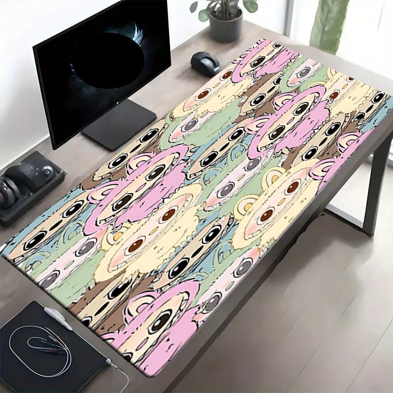 Labubu Print Mouse Pad, Anti‑Slip Desktop keyboard Mat, for PC Laptop Gaming Working Daily Use, Cool Festival Surprise Gift