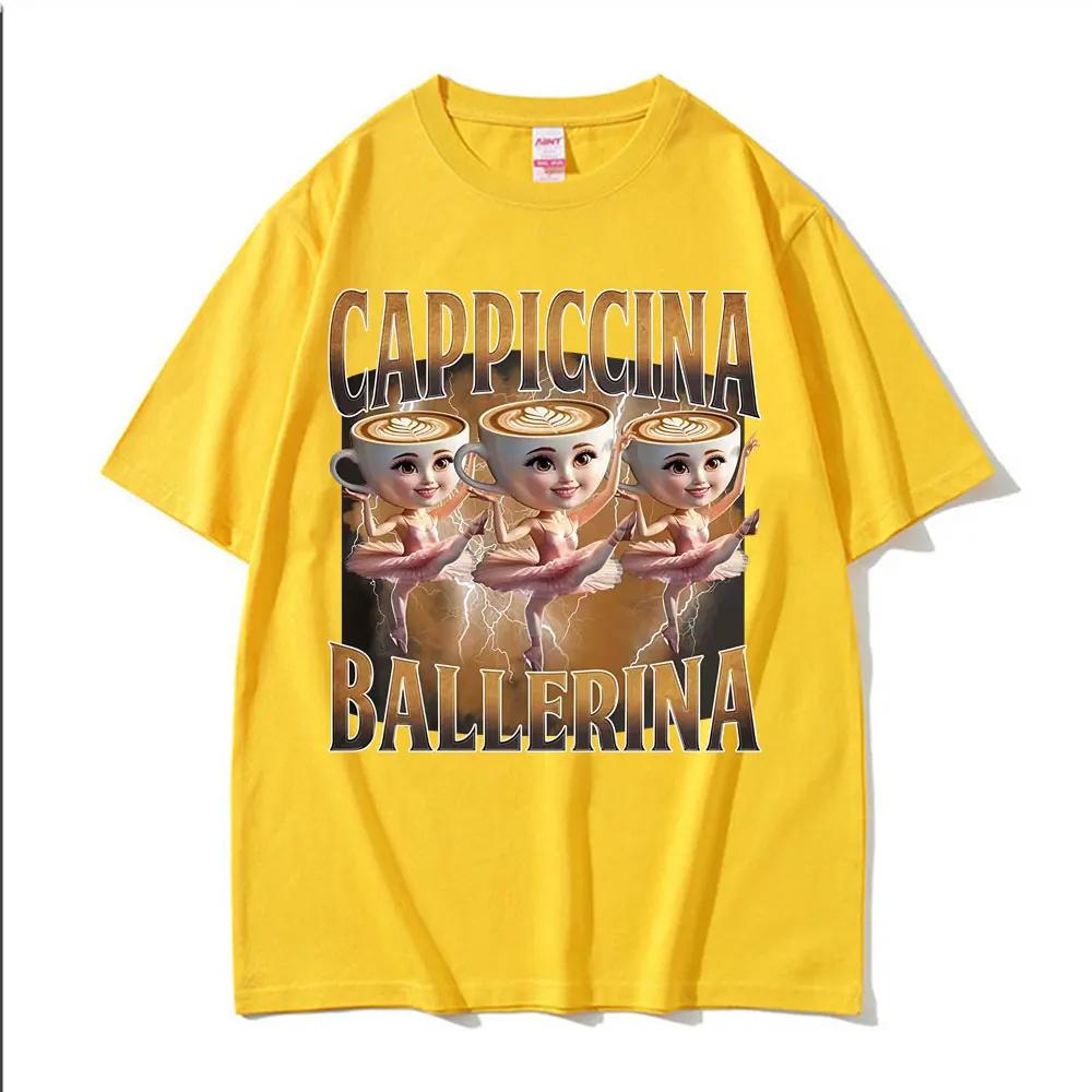 

Ballerina Capuchina Funny Coffee Meme T Shirts Men Women Summer Pop Vintage Short Sleeve T-shirts Aesthetic Casual Humor T-shirt 4XL