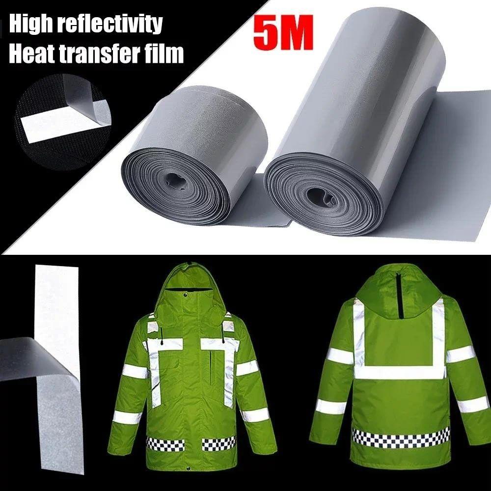 5M Heat Transfer Reflective Tape DIY Washable Reflective Strip Sticker Warning Strip Stickers