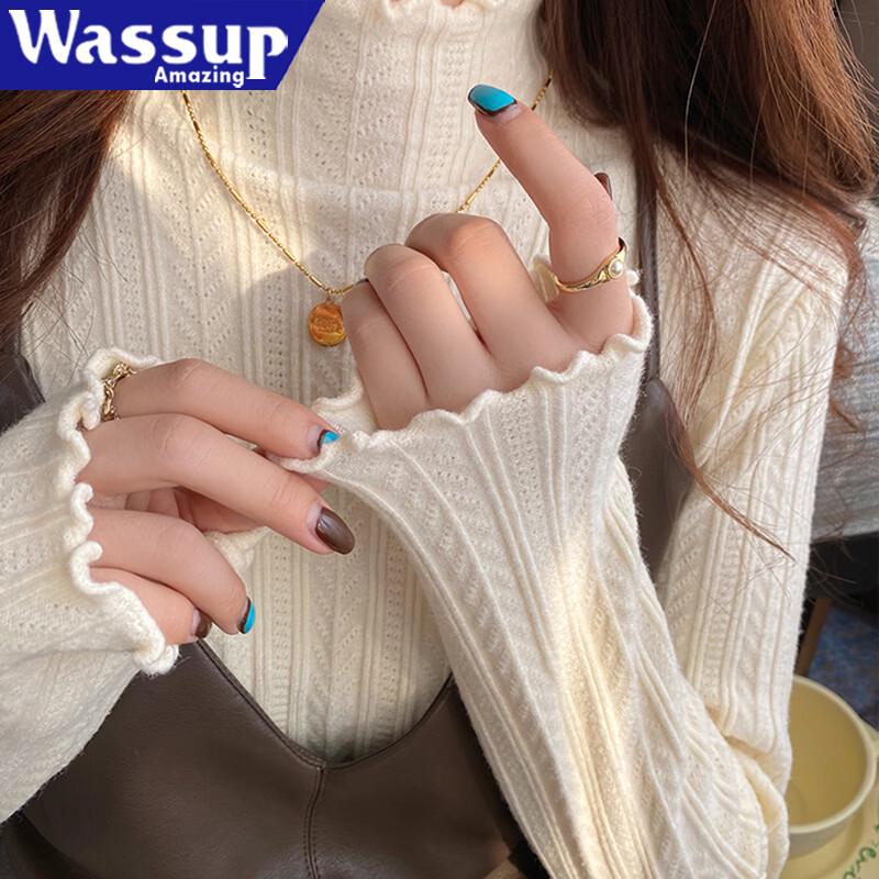 WASSUP Casual Mock Neck Knitted Sweater