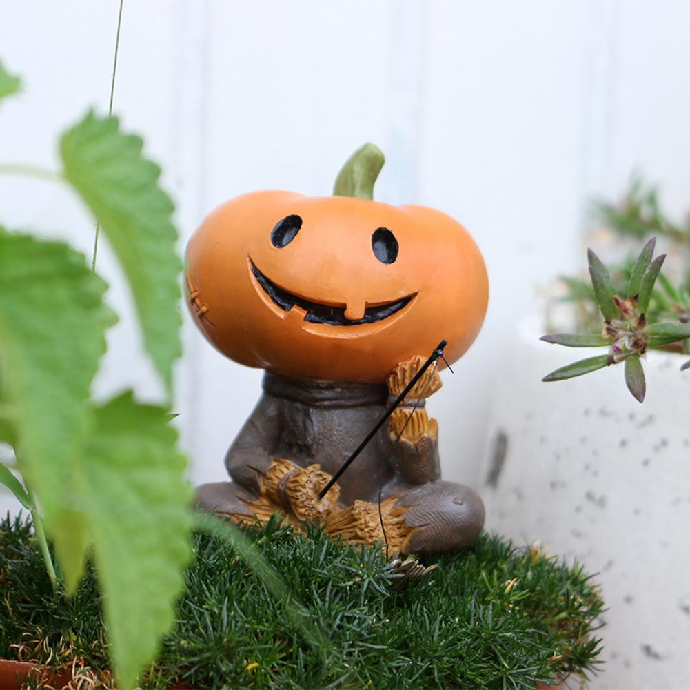 Funny Scarecrow Pumpkin Decoration Vivid Pumpkin Ornament Halloween Pumpkin Head Scarecrow Figurine for Fish Tank Aquarium
