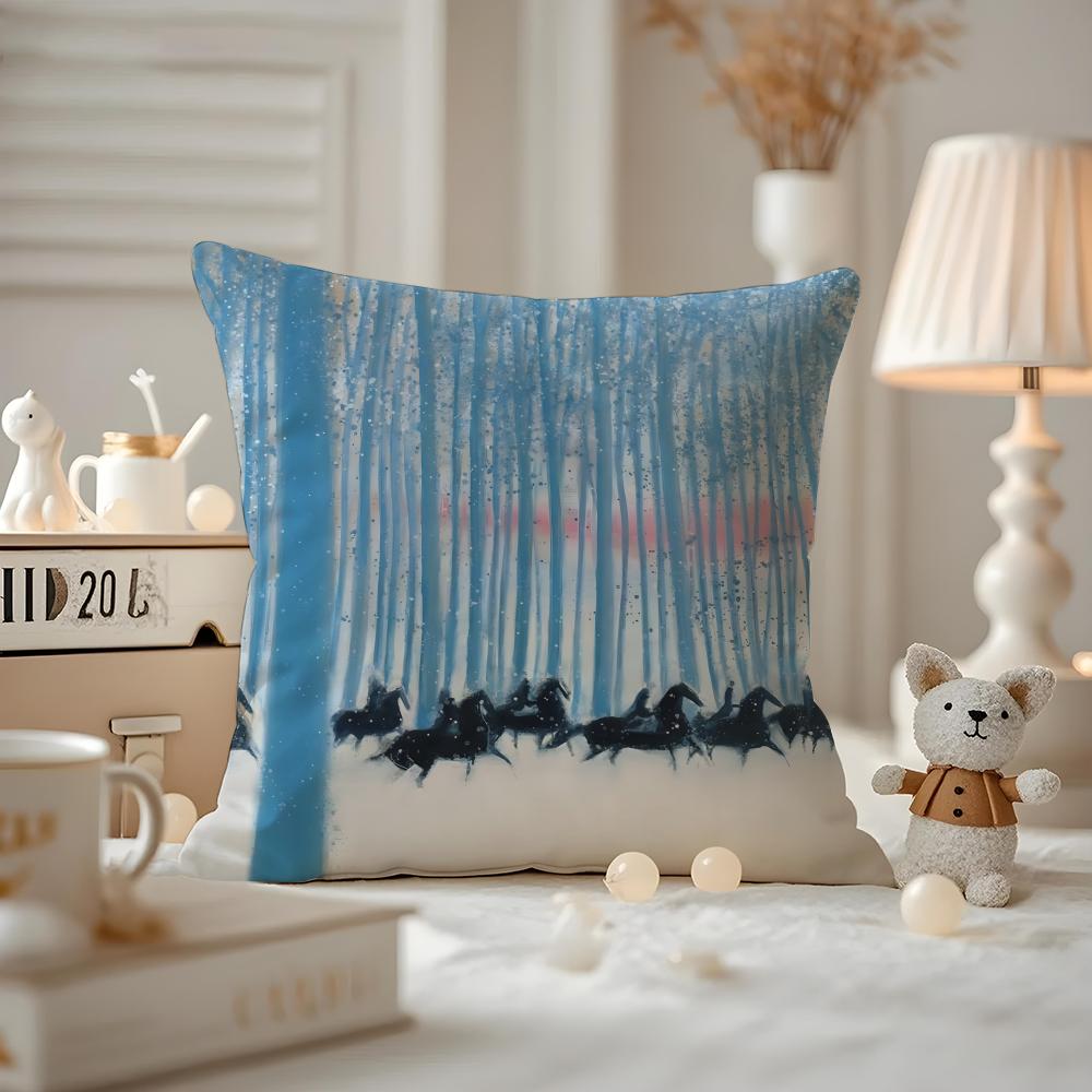 The Art Of Taking Dreams As Horses Cushion Cover Pattern Printed Pillowcase For Living Room Sofa Cushion Cover & Bedroom Decor