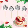 24 Pieces Reflective Sphere Cake Toppers for Party Decoration Decorative Cupcake Inserts Accessories Cake Ornament