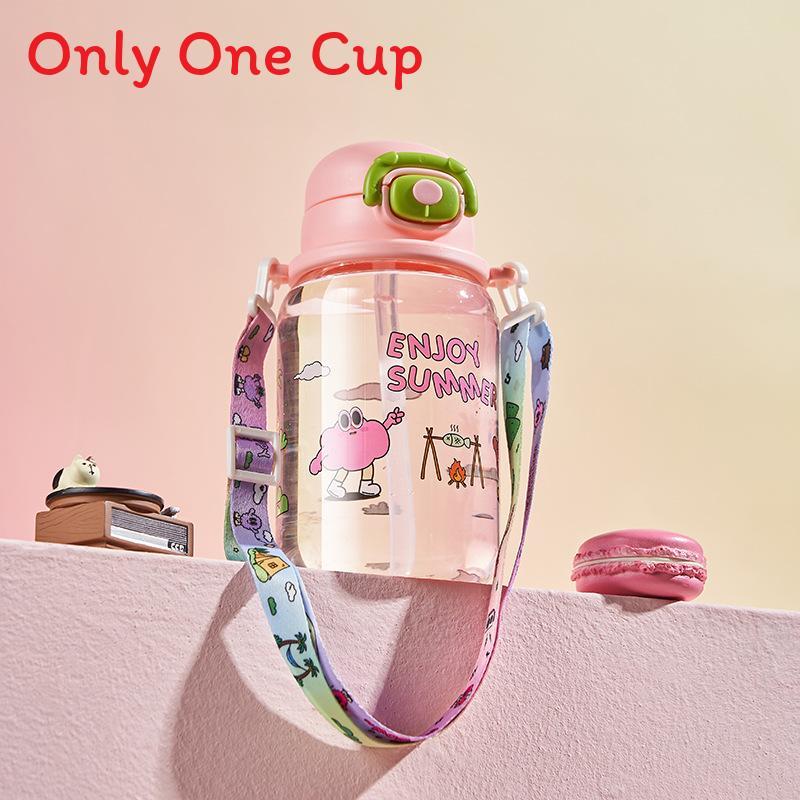 

Space Cup Childrens Cartoon Plastic Straw Bottle With Leakproof Seal For Kids And Teens 550ml рожевий