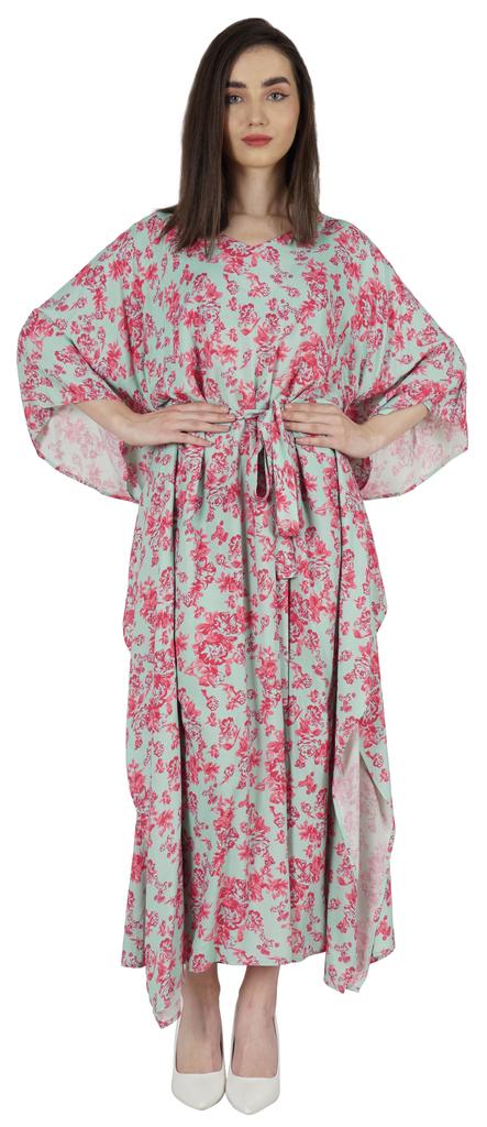 Moomaya Printed Sleep Loungewear For Women Kimono Sleeves Kaftan Resort Dress  Maternity