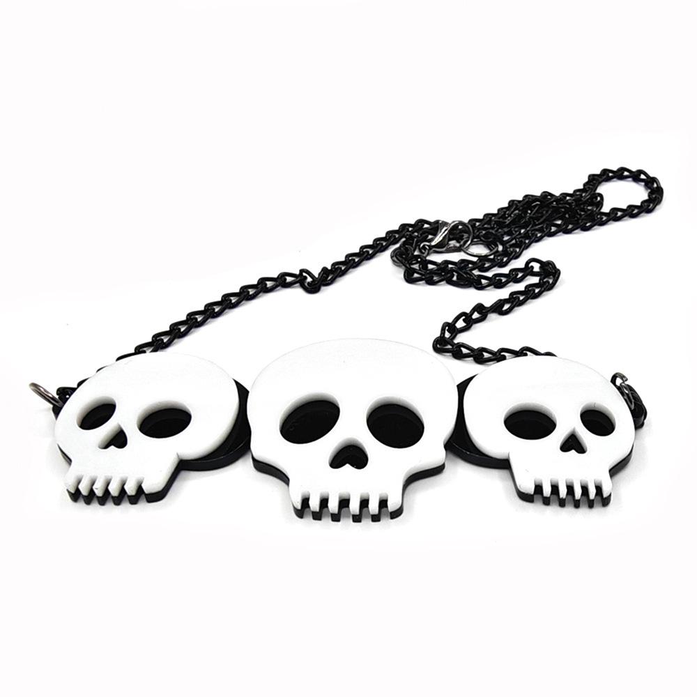 Acrylic White Skull Necklace: Unisex Halloween Sweater Chain