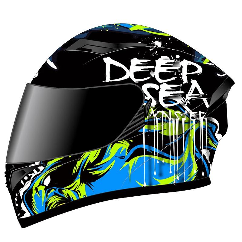 Helmet Motorcycle Men's Four Seasons Women's Full Helmet Breathable Personalized Bluetooth Locomotive Summer Double Mirror Hard Hat