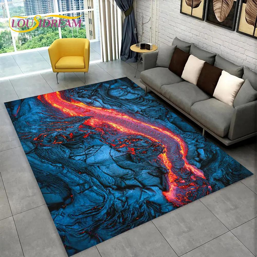 Duży dywan 3D Volcano Lava Magma, dywanik do salonu, sypialni, sofy, dekoracja, antypoślizgowa mata podłogowa dla dzieci