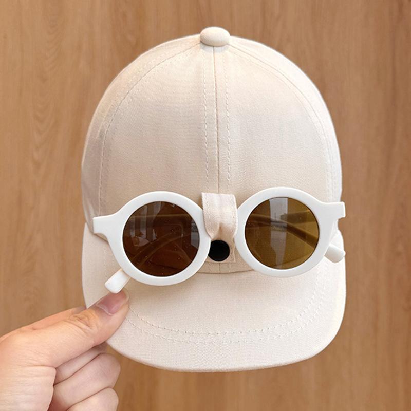 Removable Glasses Baby Spring and Summer New Short-brimmed Sun Protection Baseball Cap for Boys and Girls Trendy Sun Protection Casual Baseball Cap