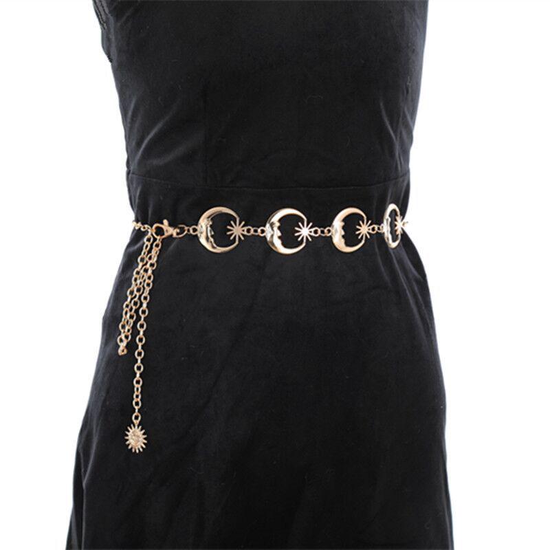 Elegant Women’s Metal Heart & Moon Waist Chain for Autumn/Winter Sweaters