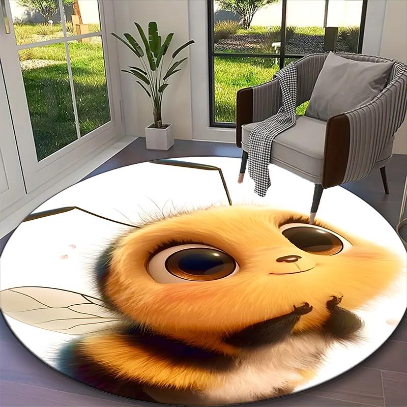 1pc Office Printed Round Carpet, Cute Bear Rug, Home Sofa Chair Mat For Christmas and Halloween Décor
