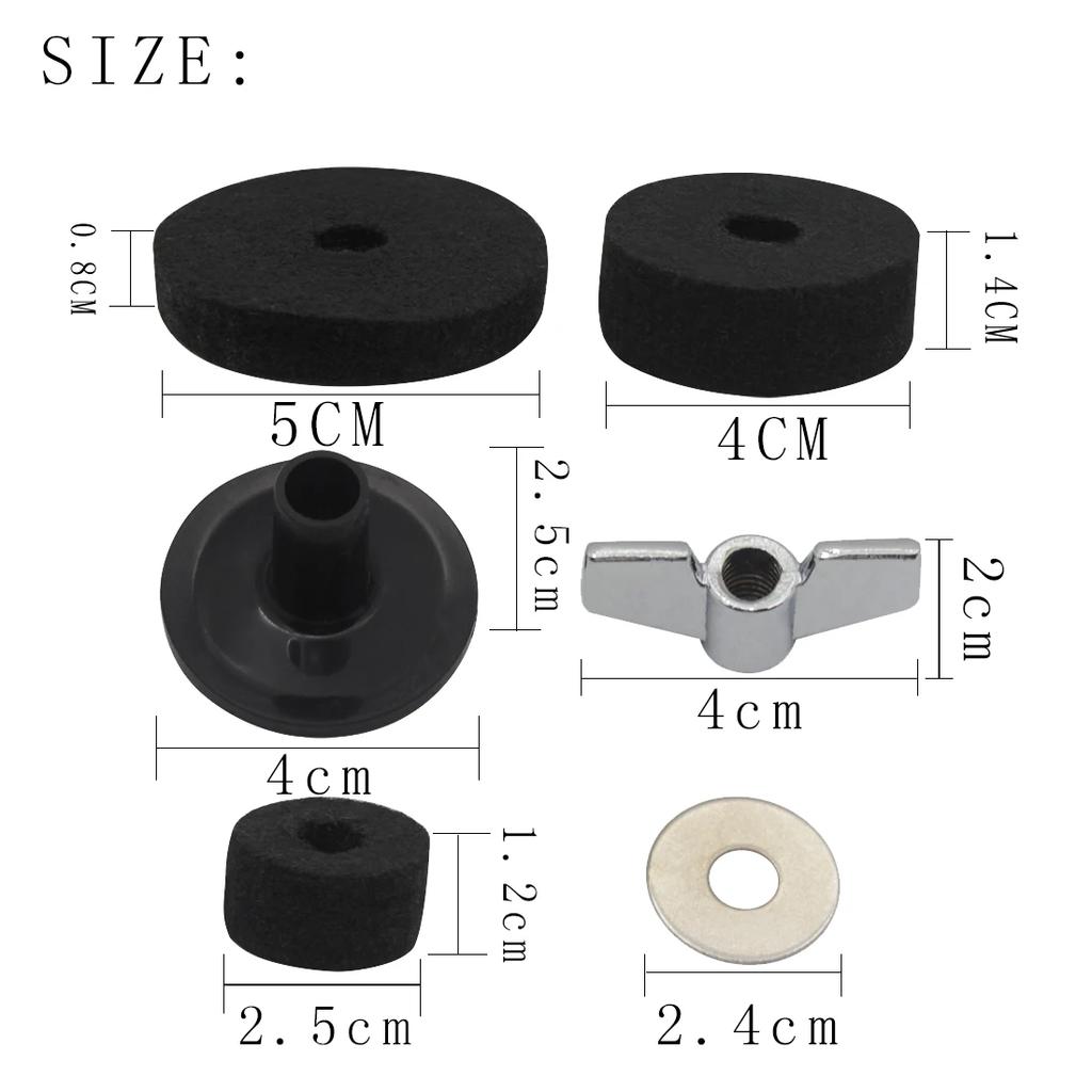 LADE Cymbals Stand Sleeves Felts Pad 18 Pcs Set With Washer Base Wing Nuts Replacement For Drum Hi-Hat Cymbal Stand Accessory