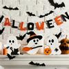 Niedliche Geister-Halloween-Dekoration für den Innenbereich, gruselige Deko, Holztablett-Dekor, Tischschild, schwarzer Katzenbesen, Kürbisblöcke für Partys, Zuhause, Regaldisplay