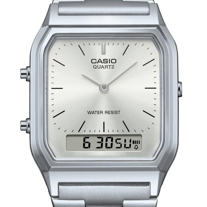 Casio AQ-230A-7A Silver Analog-Digital Watch, Silver Bracelet