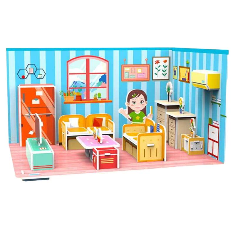3D Stereo Puzzle Kitchen Bedroom Living Room Bathroom Model Handmade Craft Diy Educational Toys Gift For Children Christmas Gift